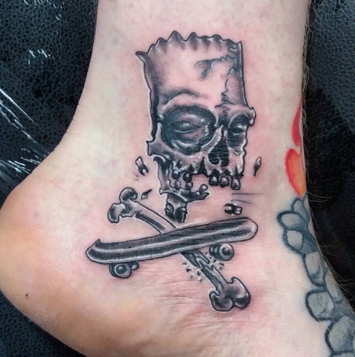 simpsons skull tattoo