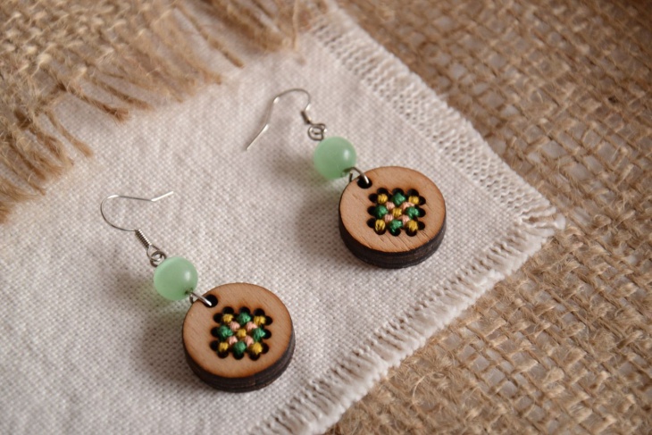 embroidery cross earrings 