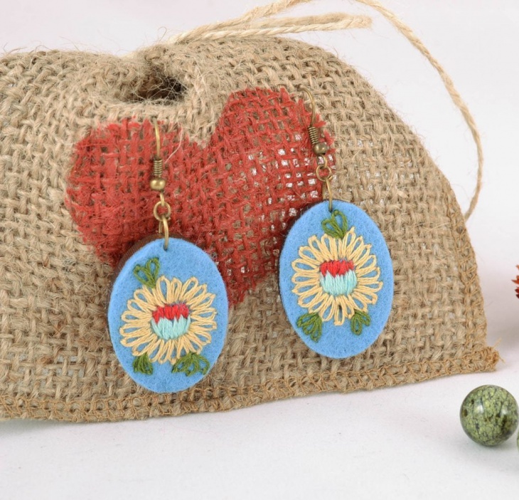 embroidered flower earrings