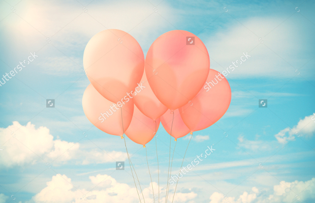 3d red balloons mockup