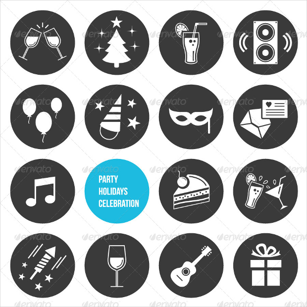 vector party icons set