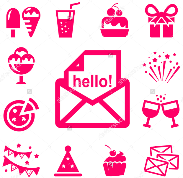 colorful pink holiday party icons