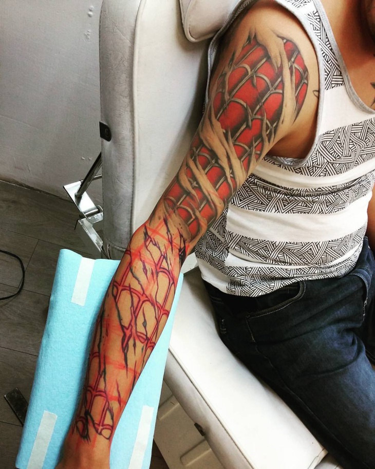 spiderman sleeve tattoo