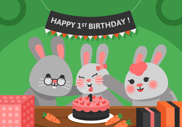 birthday rabbit vector1