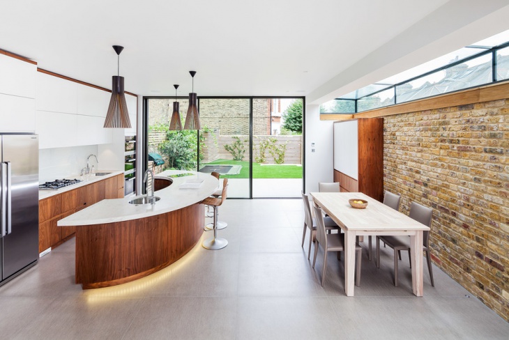 modern curved kitchen island