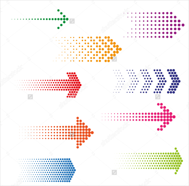 dotted arrows vector set