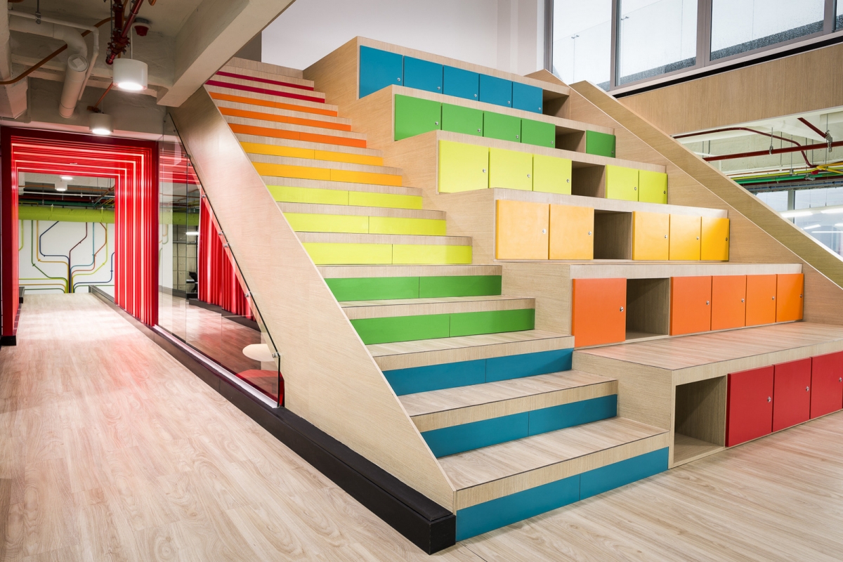 colorful loft staircase idea 