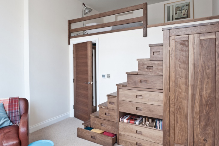 hardwood loft staircase design