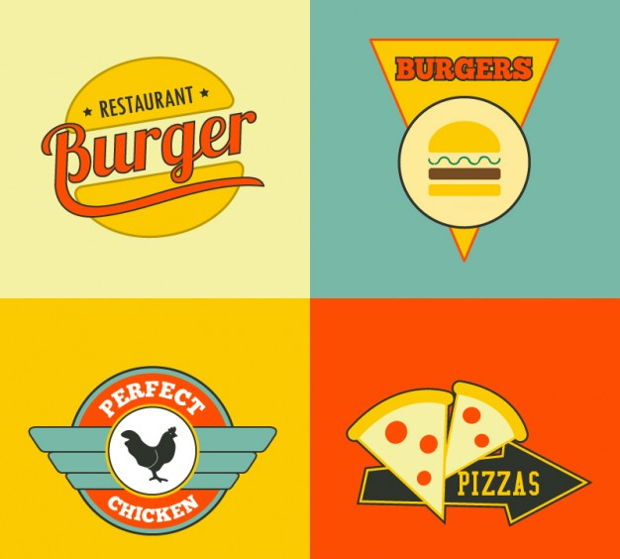 fast food restaurant logo set