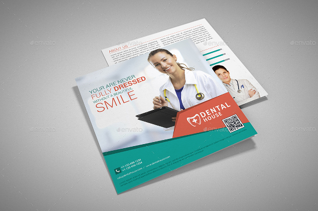 square tri fold dental brochure