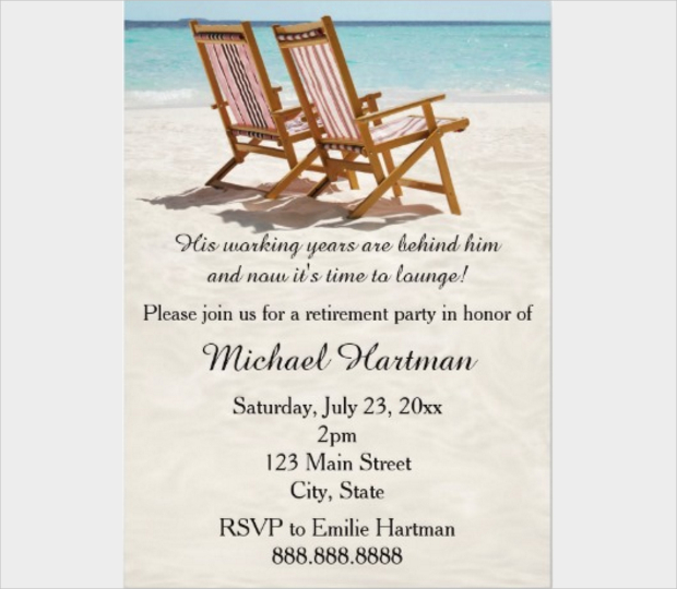 Beach Chairs Retirement Party Invitation