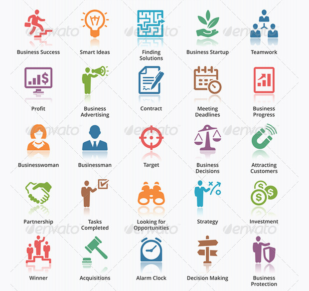 colored business icons
