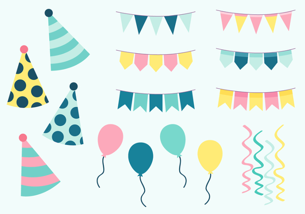 birthday party elements vector
