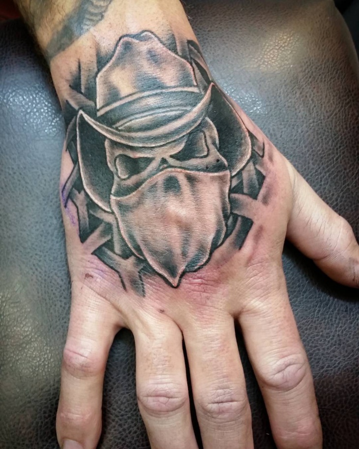 cowboy tattoo for palm