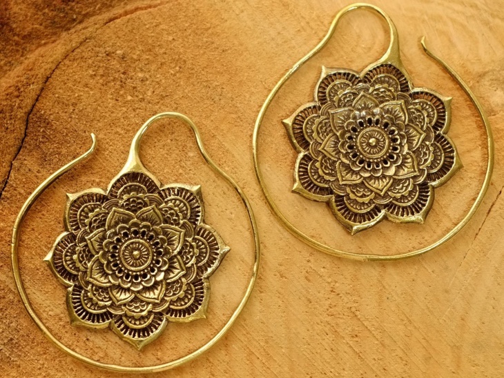 mandala lotus earrings