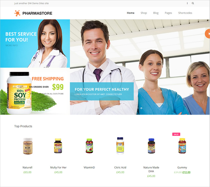 medical pharma store wordpress theme
