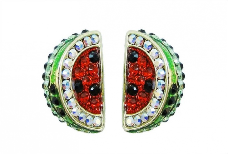 crystal stud fruit earrings
