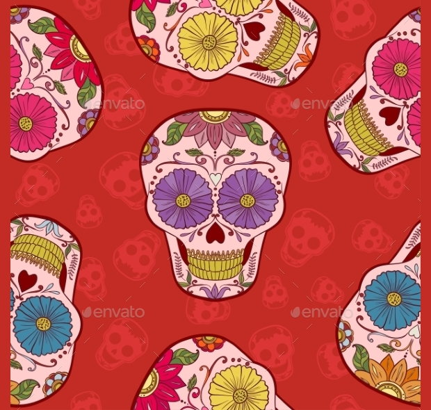 mexican skull seamless pattern