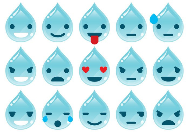 drop water emoticons vectors