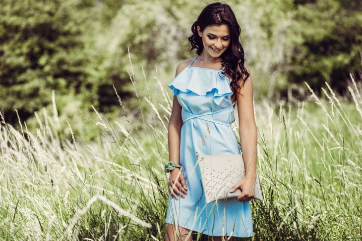 blue ruffle summer dress