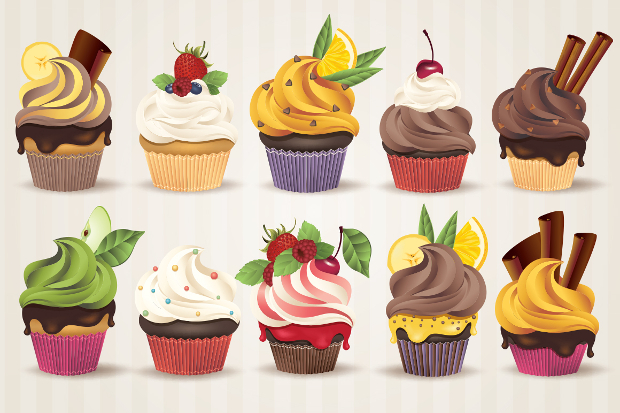 vector cupcake collection set