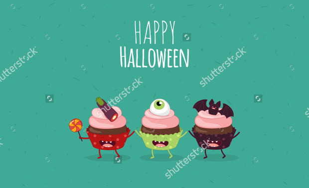 halloween cupcake vector