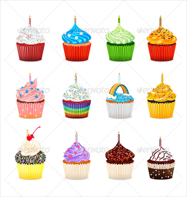 cupcake with candle vector illustration