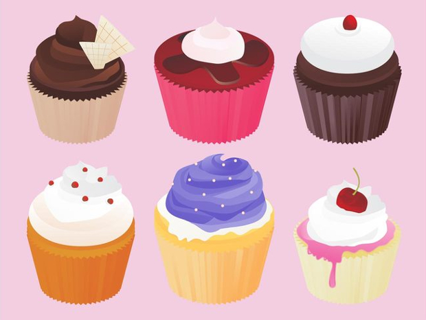 colorful and tasty looking cupcake vectors