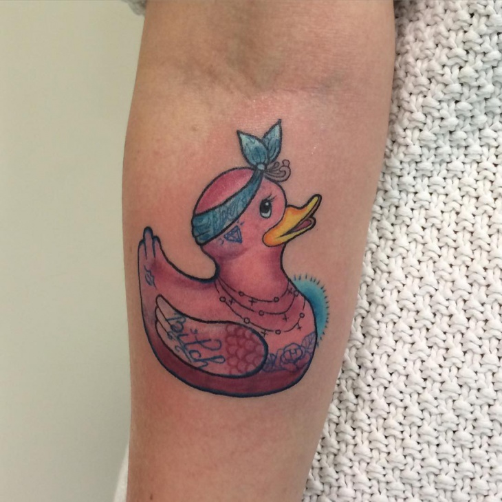 duck tattoo on forearm