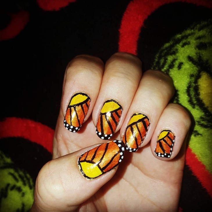 monarch butterfly nail art