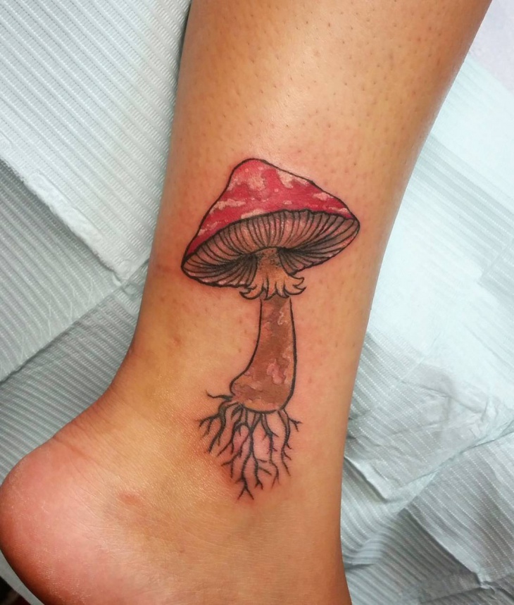 realistic mushroom tattoo idea