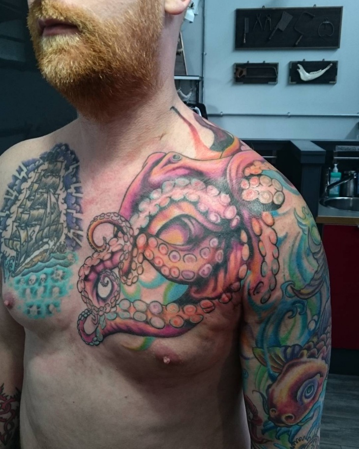 squid shoulder tattoo
