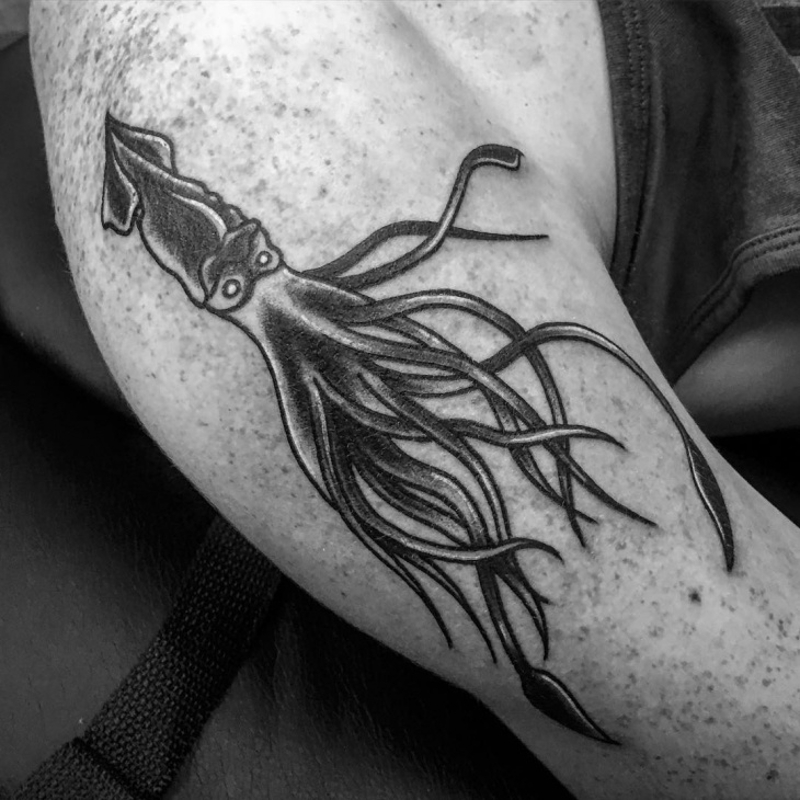 black and white squid tattoo 