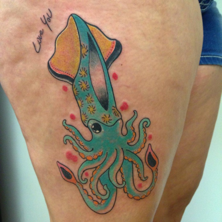 squid tattoo for thigh
