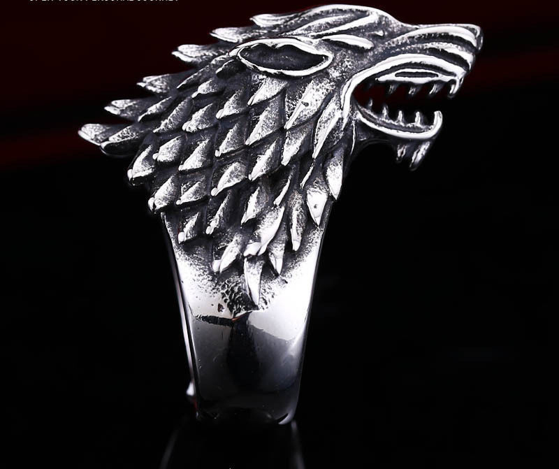 stainless steel wolf ring