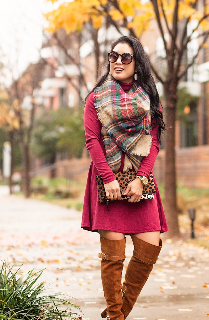 plaid blanket scarf outfit