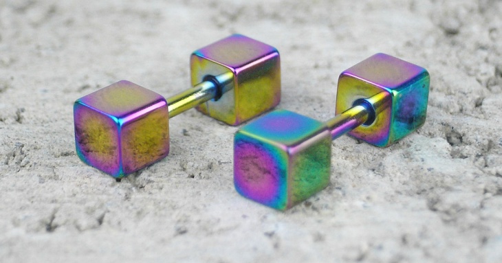 cube earrings for men
