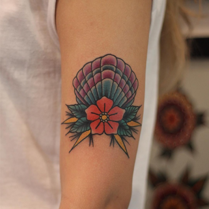 traditional shell tattoo design