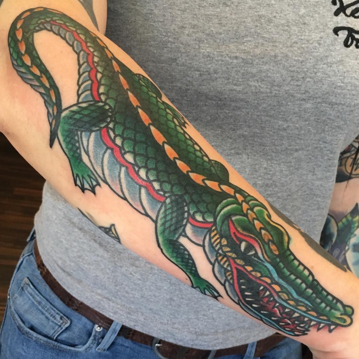 girly alligator tattoo design