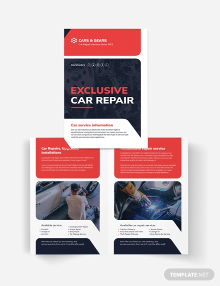 auto repair service bi fold brochure template