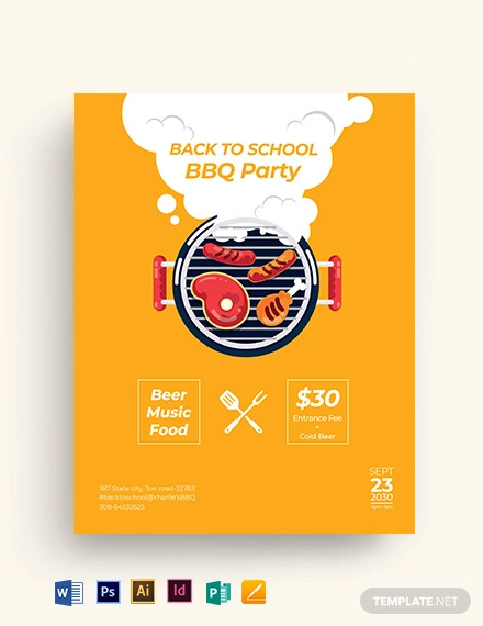 back to school bbq flyer template