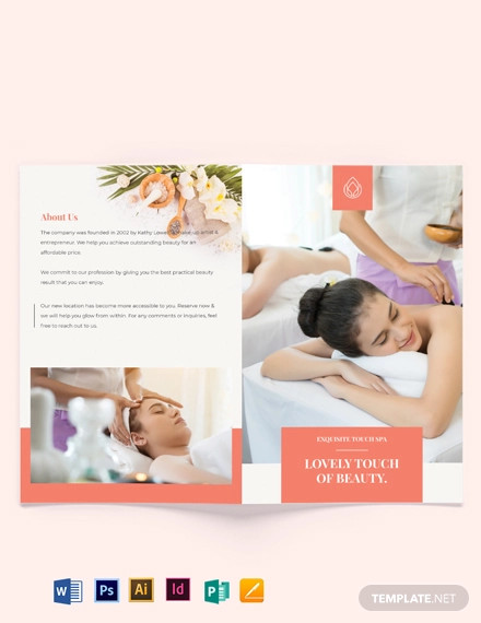 beauty spa bi fold brochure template