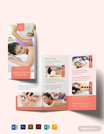 beauty spa tri fold brochure template