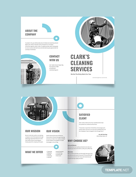 cleaning company bi fold brochure template