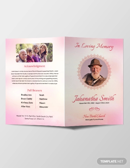 free catholic funeral bi fold brochure template