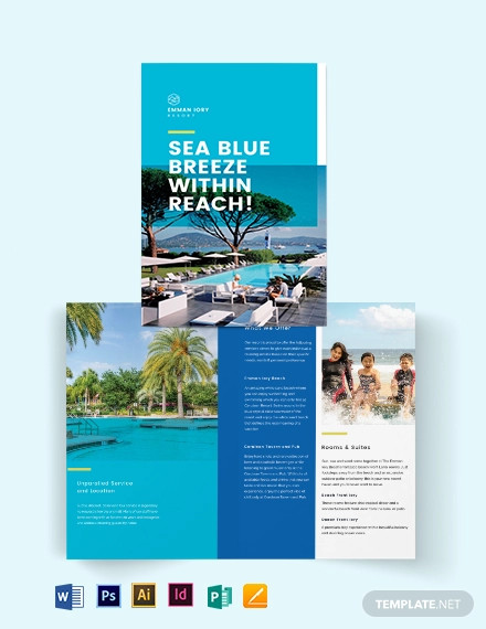 holiday resort bi fold brochure template