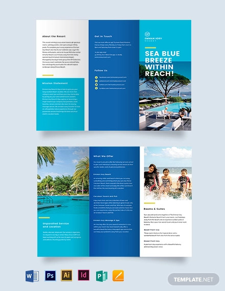 holiday resort tri fold brochure template