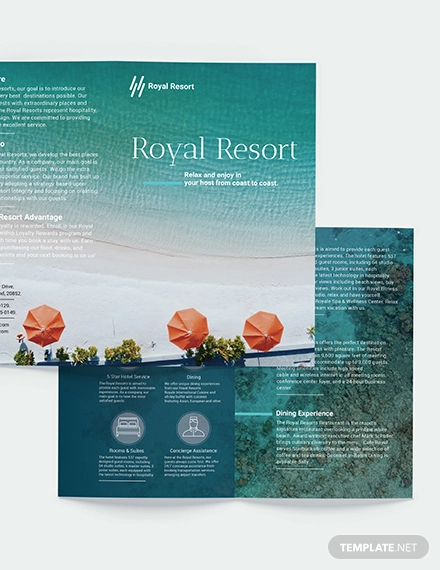 royal resort bi fold brochure template