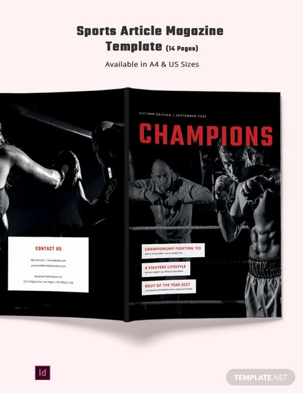 sports article magazine template