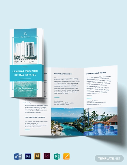 vacation rental management tri fold brochure template